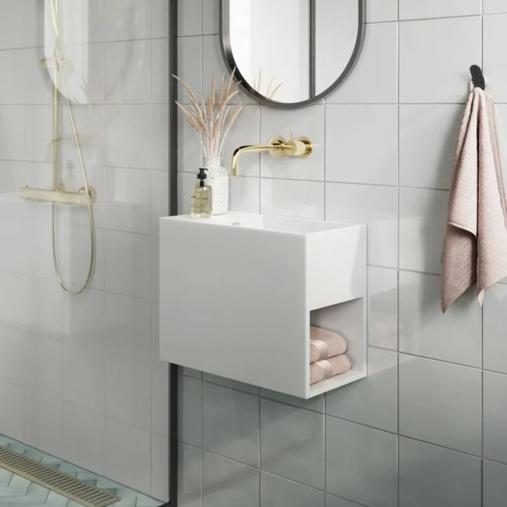 Copenhagen Bath Nyland servant, 455x20 cm, med 1 hylle, hvit matt | 40010152