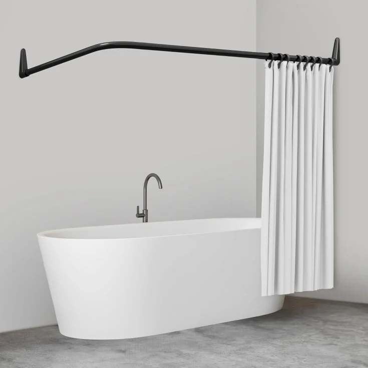 Van Der P Erica2000 dusjforhengstang, 70x160 cm, svart | E418