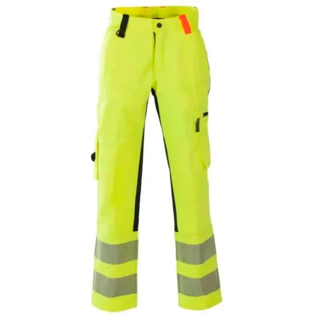 Bekken & Strøm Gjøvik arbeidsbukse, HiVis kl.2, dame, str. C40, gul/sort | 648225