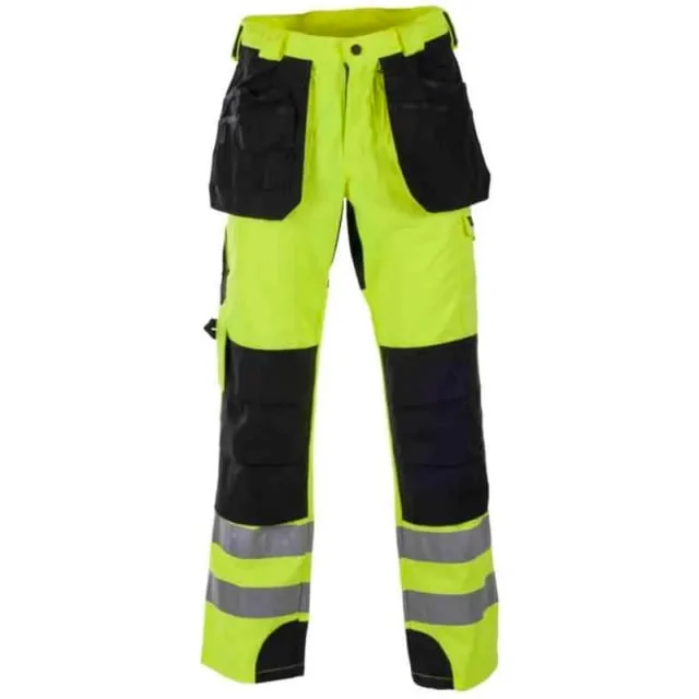 Bekken & Strøm Dokka håndverksbukse, HiVis kl.1, unisex, str. C68, gul/sort | 646429 Bekken & Strøm Dokka håndverksbukse, HiVis kl.1, unisex, str. C68, gul/sort | 646429