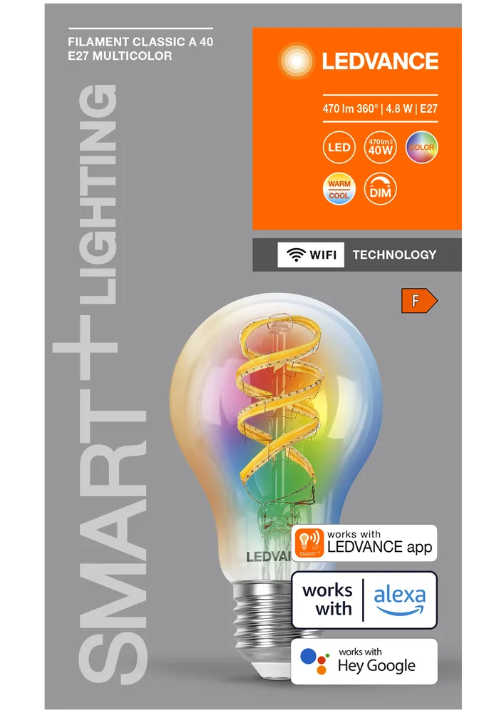 LED lyspære smart wifi Classic 40 RGBTW 4,8W 470lm E27 v:4486672