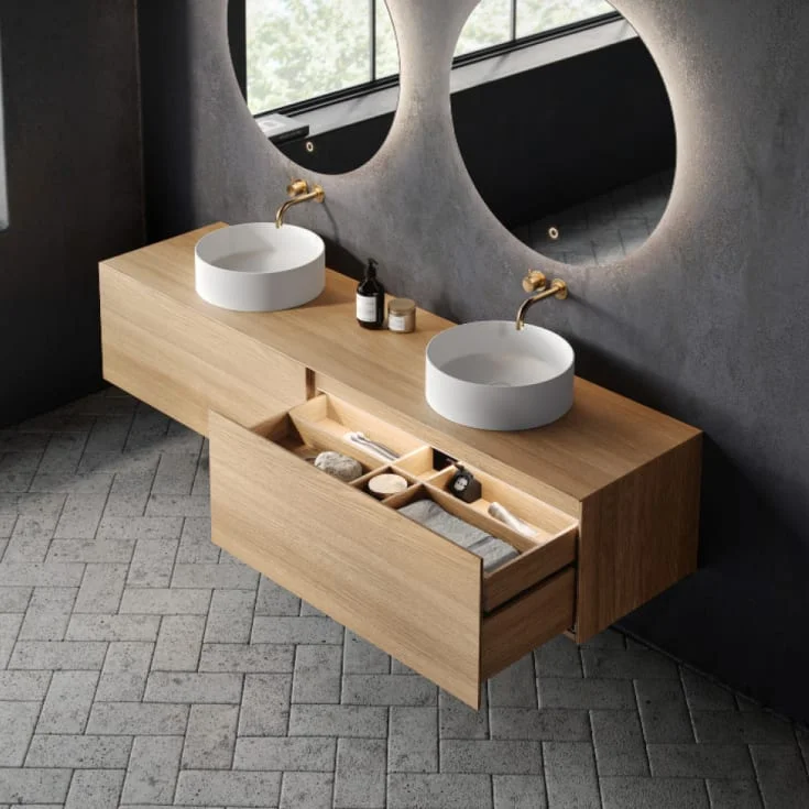 Copenhagen Bath Bergen 200 servantskap, dobbel, 200x50 cm, børstet eik | 30010102