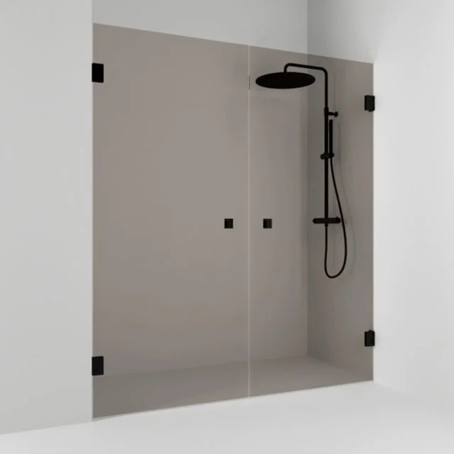 Svedbergs 180° dusjnisje rett, 176,5 cm, bronsefarget glass, sort matt profil | 685918