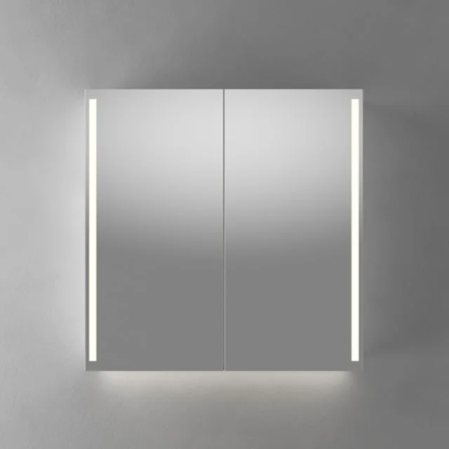 Linn Bad Vikja speilskap med led-lys, 80x84x18 cm, eik | 22808