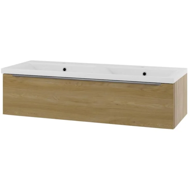 Linn Bad Mari servantskap, 1 skuff, 120x45,6x28,5 cm, venstre, eikefolie | 120512V1S