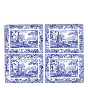 Blue Italian bordbrikke 4 stk blå/hvit v:3221407