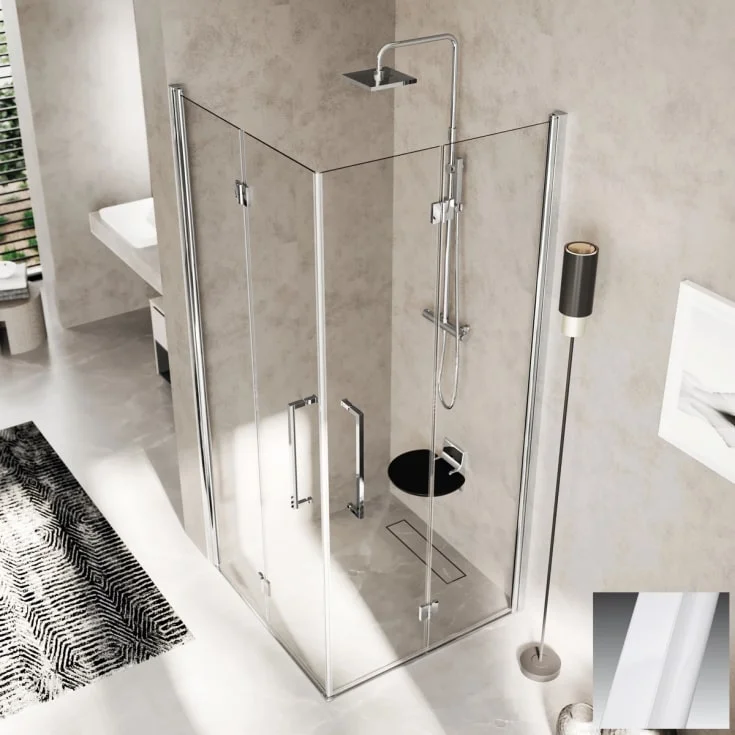 Novellini Young 2.0 2GS foldedør venstre, 73-75 cm, klart glass, hvit matt profil | Y22GS73LS-1U