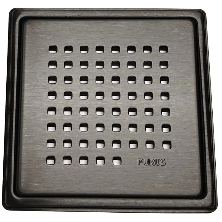 Purus Chess avløpsrist, rist og ramme, 150x150 mm, matt sort | 153872-843