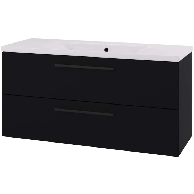 Linn Bad Ingrid servantskap, 2 skuffer, 120x45,3x57 cm, sort matt | 110712
