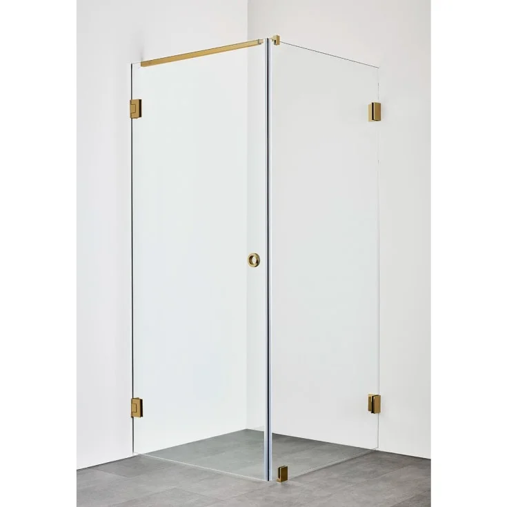 Hafa Infinity dusjnisje, 100x90 cm , klart glass, messing profil | 1451211