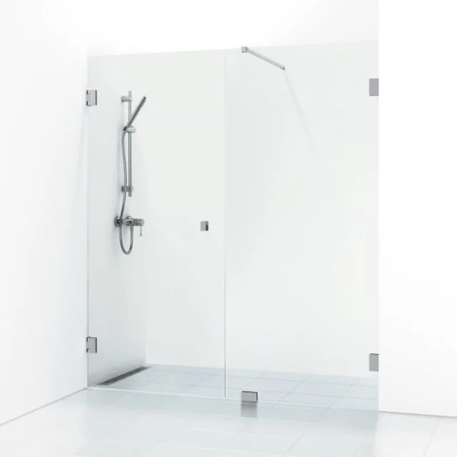 Svedbergs 180° dusjnisje rett/fast, 196,5 cm, klart glass, sort matt profil | 686720