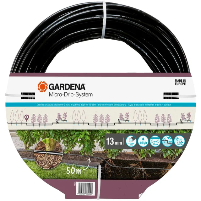 Gardena dryppslange 1,6 l/t for vanning over og under bakken, 50 m | 13504-20 Gardena dryppslange 1,6 l/t for vanning over og under bakken, 50 m | 13504-20