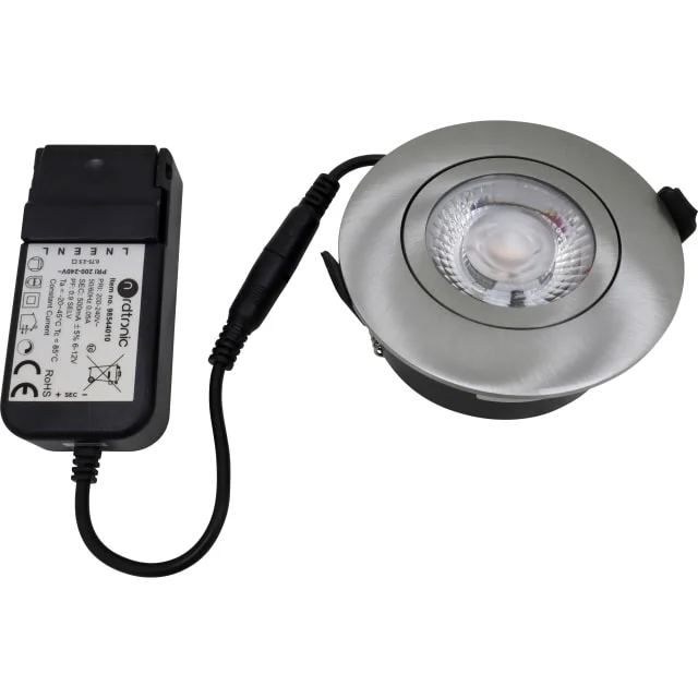 Nordtronic Low Profile Flexible downlight, driver, Ø8,3 cm, CTW, børstet alu | 35811027