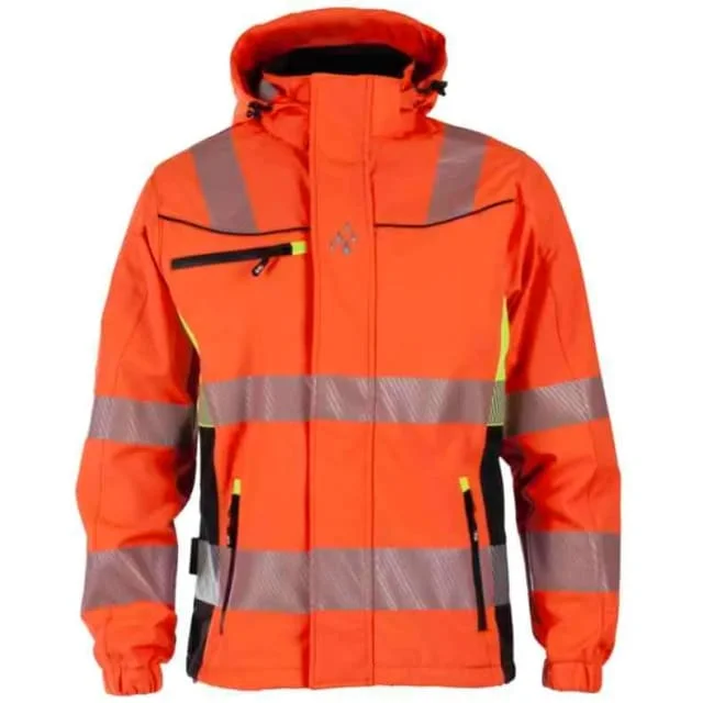 Bekken & Strøm Gjøvik softshelljakke, HiVis kl.3, unisex, str. S, oransje/sort | 677197