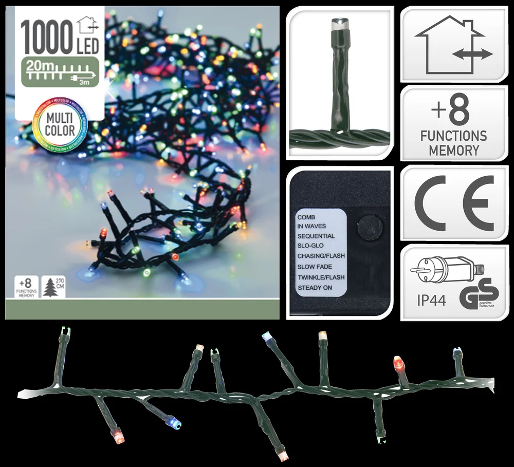 Julelys 1000 multifarget led 20m ute/inne v:3110196