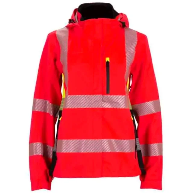 Bekken & Strøm Gjøvik skalljakke, HiVis kl.3, dame, str. S, rød/sort | 27302858