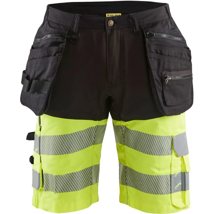 Blåkläder Workwear 1596 håndverksshorts med 4-veis stretch, sort/hi-vis gul, str. C44 | 1596-1811-9933_C44