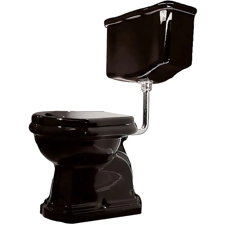 Lavabo Retro low toalett, 455x705 mm, krom rør/p-lås, blank sort | 321302PBS