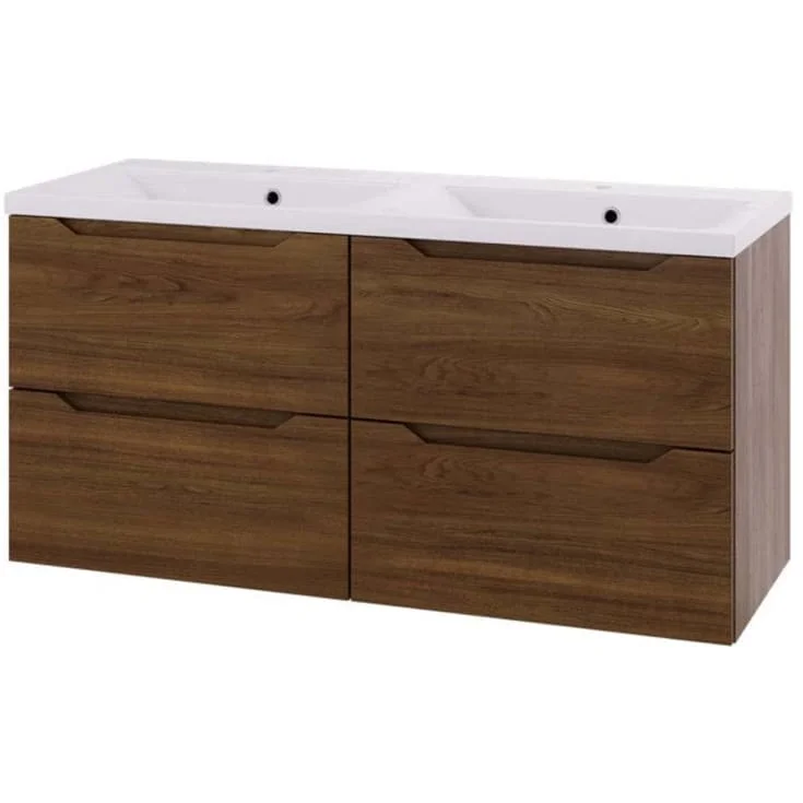 Linn Bad Emma servantskap, 4 Skuffer, dobbel, 120x45,7x57 cm, mørk eik | 130812D4S