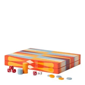 Classic lakkert backgammon rød/multi v:8965697