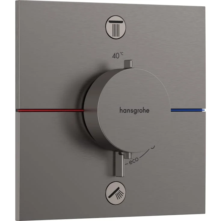 Hansgrohe ShowerSelect Comfort E dusjtermostat, med 2 uttak, børstet sort krom | 15572340 Hansgrohe ShowerSelect Comfort E dusjtermostat, med 2 uttak, børstet sort krom | 15572340