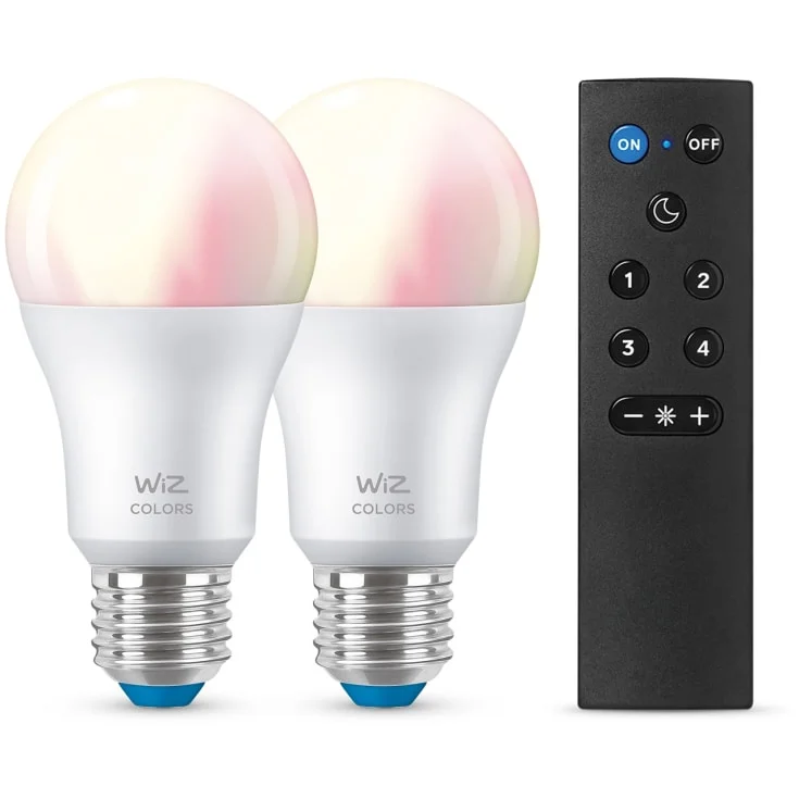 Wiz E27 standardlampa, färgförändring + vit, 2 st | 929003649601
