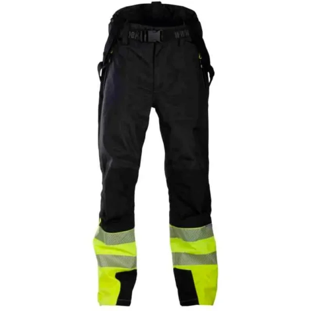 Bekken & Strøm Halten Extreme skallbukse, HiVis kl.1, unisex, str. 5XL, sort/gul | 607198