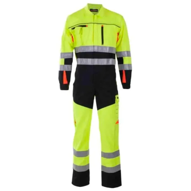 Bekken & Strøm Bergset kjeledress, HiVis kl.3, unisex, str. 64, gul/sort | 646616